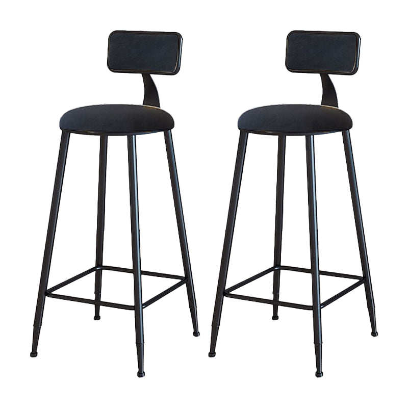 Modern Armless Backrest Counter Stool Iron Cafe Bar Stool with Velvet Cushion and Pedal Black 2 Piece Set Bar Stool(30"H) Clearhalo 'Bar Furniture' 'Bar Stools' 'bar_stools' 'furn' 'furn_bar_stools' 'furniture_bar_stools' 'Kitchen & Dining Furniture' 'kitchen&dining_furn' 'kitchen' 'kitchen_furn' Furniture' 4482998