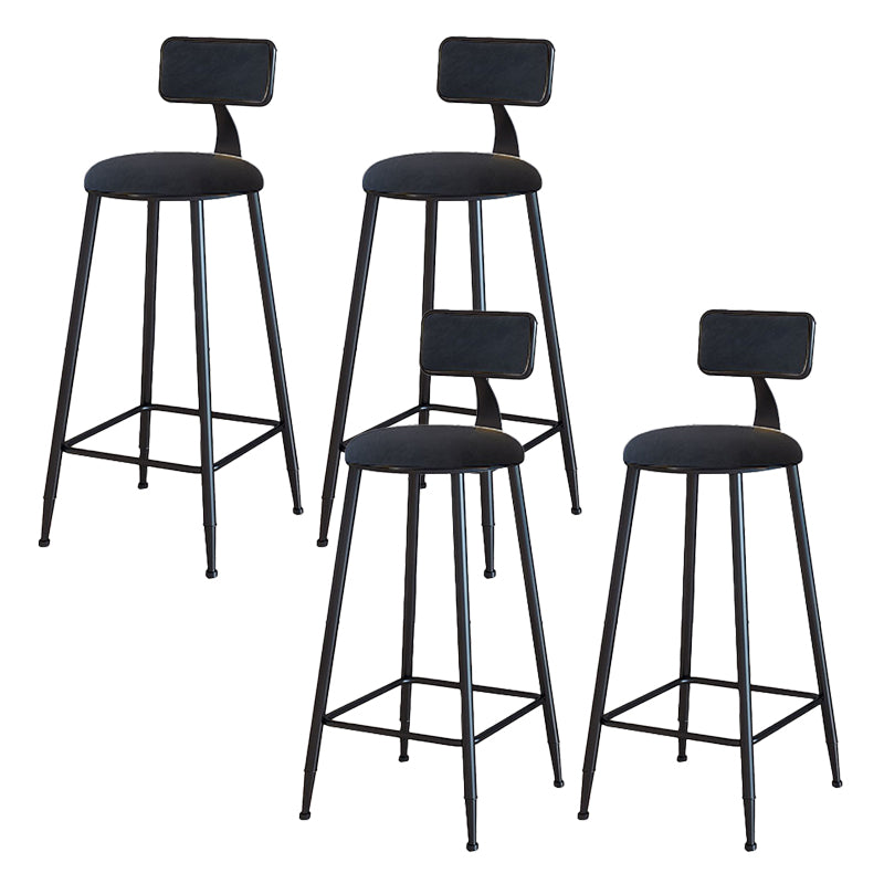 Modern Armless Backrest Counter Stool Iron Cafe Bar Stool with Velvet Cushion and Pedal Black 4 Piece Set Bar Stool(30"H) Clearhalo 'Bar Furniture' 'Bar Stools' 'bar_stools' 'furn' 'furn_bar_stools' 'furniture_bar_stools' 'Kitchen & Dining Furniture' 'kitchen&dining_furn' 'kitchen' 'kitchen_furn' Furniture' 4482999