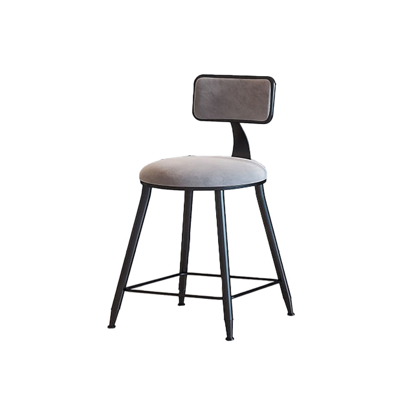 Modern Armless Backrest Counter Stool Iron Cafe Bar Stool with Velvet Cushion and Pedal Gray 1 Piece Short Stool(18"H) Clearhalo 'Bar Furniture' 'Bar Stools' 'bar_stools' 'furn' 'furn_bar_stools' 'furniture_bar_stools' 'Kitchen & Dining Furniture' 'kitchen&dining_furn' 'kitchen' 'kitchen_furn' Furniture' 4483000