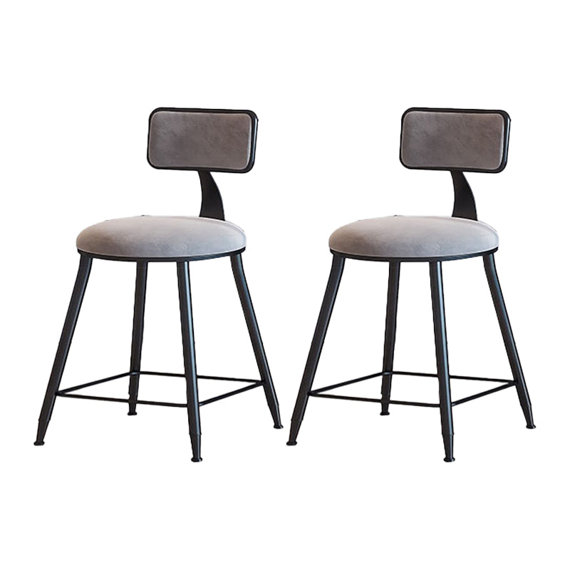 Modern Armless Backrest Counter Stool Iron Cafe Bar Stool with Velvet Cushion and Pedal Gray 2 Piece Set Short Stool(18"H) Clearhalo 'Bar Furniture' 'Bar Stools' 'bar_stools' 'furn' 'furn_bar_stools' 'furniture_bar_stools' 'Kitchen & Dining Furniture' 'kitchen&dining_furn' 'kitchen' 'kitchen_furn' Furniture' 4483001