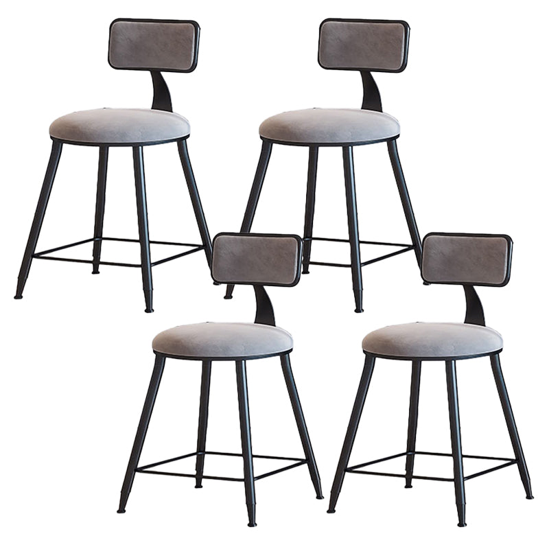 Modern Armless Backrest Counter Stool Iron Cafe Bar Stool with Velvet Cushion and Pedal Gray 4 Piece Set Short Stool(18"H) Clearhalo 'Bar Furniture' 'Bar Stools' 'bar_stools' 'furn' 'furn_bar_stools' 'furniture_bar_stools' 'Kitchen & Dining Furniture' 'kitchen&dining_furn' 'kitchen' 'kitchen_furn' Furniture' 4483002