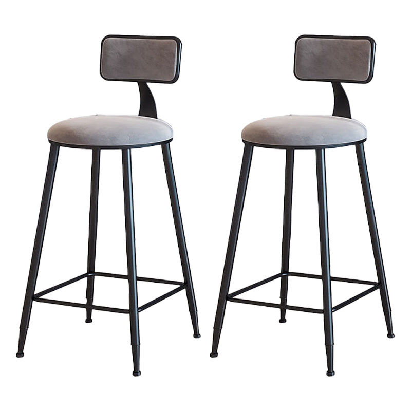 Modern Armless Backrest Counter Stool Iron Cafe Bar Stool with Velvet Cushion and Pedal Gray 2 Piece Set Counter Stool(26"H) Clearhalo 'Bar Furniture' 'Bar Stools' 'bar_stools' 'furn' 'furn_bar_stools' 'furniture_bar_stools' 'Kitchen & Dining Furniture' 'kitchen&dining_furn' 'kitchen' 'kitchen_furn' Furniture' 4483004