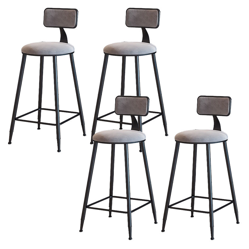 Modern Armless Backrest Counter Stool Iron Cafe Bar Stool with Velvet Cushion and Pedal Gray 4 Piece Set Counter Stool(26"H) Clearhalo 'Bar Furniture' 'Bar Stools' 'bar_stools' 'furn' 'furn_bar_stools' 'furniture_bar_stools' 'Kitchen & Dining Furniture' 'kitchen&dining_furn' 'kitchen' 'kitchen_furn' Furniture' 4483005