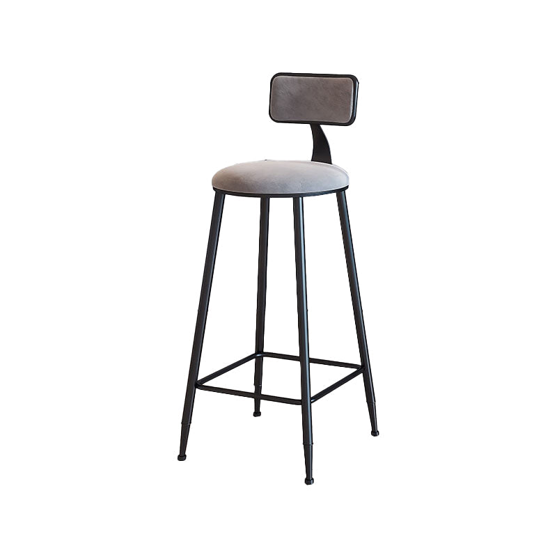 Modern Armless Backrest Counter Stool Iron Cafe Bar Stool with Velvet Cushion and Pedal Gray 1 Piece Bar Stool(30"H) Clearhalo 'Bar Furniture' 'Bar Stools' 'bar_stools' 'furn' 'furn_bar_stools' 'furniture_bar_stools' 'Kitchen & Dining Furniture' 'kitchen&dining_furn' 'kitchen' 'kitchen_furn' Furniture' 4483006