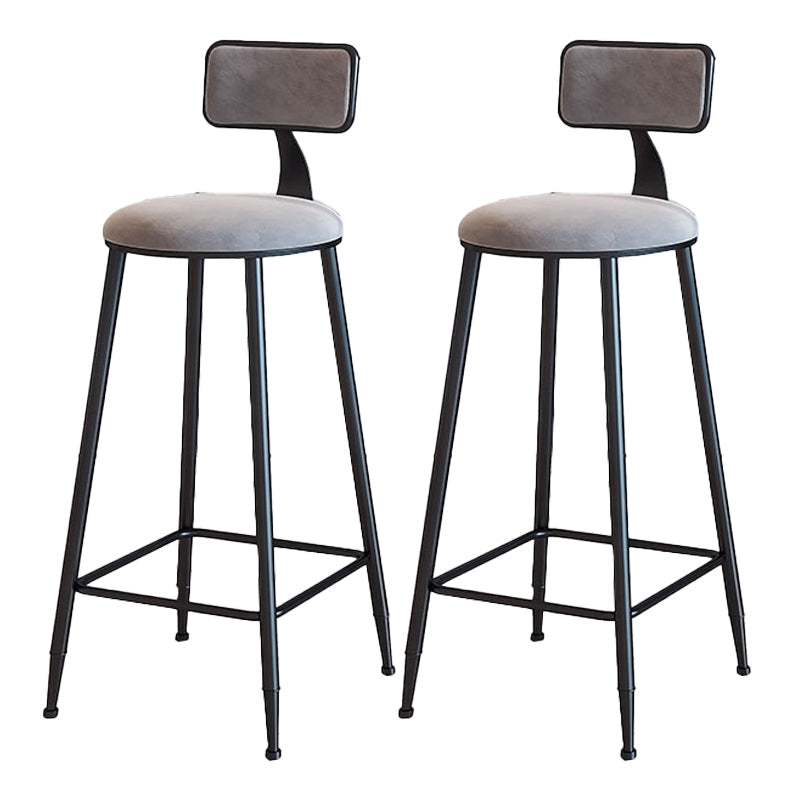 Modern Armless Backrest Counter Stool Iron Cafe Bar Stool with Velvet Cushion and Pedal Gray 2 Piece Set Bar Stool(30"H) Clearhalo 'Bar Furniture' 'Bar Stools' 'bar_stools' 'furn' 'furn_bar_stools' 'furniture_bar_stools' 'Kitchen & Dining Furniture' 'kitchen&dining_furn' 'kitchen' 'kitchen_furn' Furniture' 4483007