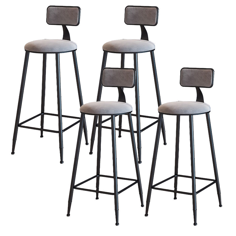 Modern Armless Backrest Counter Stool Iron Cafe Bar Stool with Velvet Cushion and Pedal Gray 4 Piece Set Bar Stool(30"H) Clearhalo 'Bar Furniture' 'Bar Stools' 'bar_stools' 'furn' 'furn_bar_stools' 'furniture_bar_stools' 'Kitchen & Dining Furniture' 'kitchen&dining_furn' 'kitchen' 'kitchen_furn' Furniture' 4483008