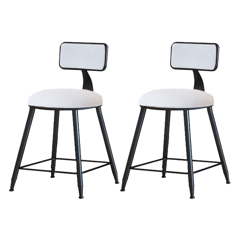 Modern Armless Backrest Counter Stool Iron Cafe Bar Stool with Velvet Cushion and Pedal White 2 Piece Set Short Stool(18"H) Clearhalo 'Bar Furniture' 'Bar Stools' 'bar_stools' 'furn' 'furn_bar_stools' 'furniture_bar_stools' 'Kitchen & Dining Furniture' 'kitchen&dining_furn' 'kitchen' 'kitchen_furn' Furniture' 4483010