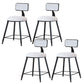 Modern Armless Backrest Counter Stool Iron Cafe Bar Stool with Velvet Cushion and Pedal White 4 Piece Set Short Stool(18"H) Clearhalo 'Bar Furniture' 'Bar Stools' 'bar_stools' 'furn' 'furn_bar_stools' 'furniture_bar_stools' 'Kitchen & Dining Furniture' 'kitchen&dining_furn' 'kitchen' 'kitchen_furn' Furniture' 4483011