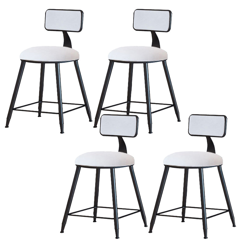 Modern Armless Backrest Counter Stool Iron Cafe Bar Stool with Velvet Cushion and Pedal White 4 Piece Set Short Stool(18"H) Clearhalo 'Bar Furniture' 'Bar Stools' 'bar_stools' 'furn' 'furn_bar_stools' 'furniture_bar_stools' 'Kitchen & Dining Furniture' 'kitchen&dining_furn' 'kitchen' 'kitchen_furn' Furniture' 4483011
