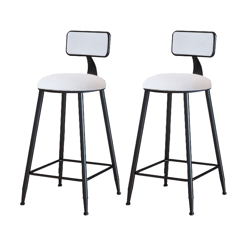 Modern Armless Backrest Counter Stool Iron Cafe Bar Stool with Velvet Cushion and Pedal White 2 Piece Set Counter Stool(26"H) Clearhalo 'Bar Furniture' 'Bar Stools' 'bar_stools' 'furn' 'furn_bar_stools' 'furniture_bar_stools' 'Kitchen & Dining Furniture' 'kitchen&dining_furn' 'kitchen' 'kitchen_furn' Furniture' 4483013