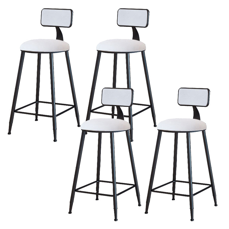 Modern Armless Backrest Counter Stool Iron Cafe Bar Stool with Velvet Cushion and Pedal White 4 Piece Set Counter Stool(26"H) Clearhalo 'Bar Furniture' 'Bar Stools' 'bar_stools' 'furn' 'furn_bar_stools' 'furniture_bar_stools' 'Kitchen & Dining Furniture' 'kitchen&dining_furn' 'kitchen' 'kitchen_furn' Furniture' 4483014