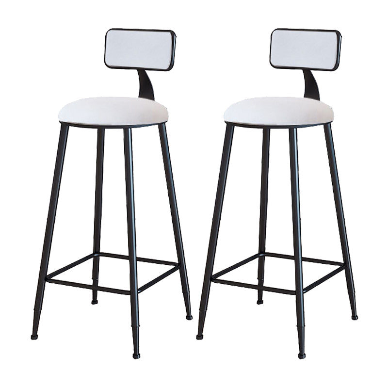 Modern Armless Backrest Counter Stool Iron Cafe Bar Stool with Velvet Cushion and Pedal White 2 Piece Set Bar Stool(30"H) Clearhalo 'Bar Furniture' 'Bar Stools' 'bar_stools' 'furn' 'furn_bar_stools' 'furniture_bar_stools' 'Kitchen & Dining Furniture' 'kitchen&dining_furn' 'kitchen' 'kitchen_furn' Furniture' 4483016