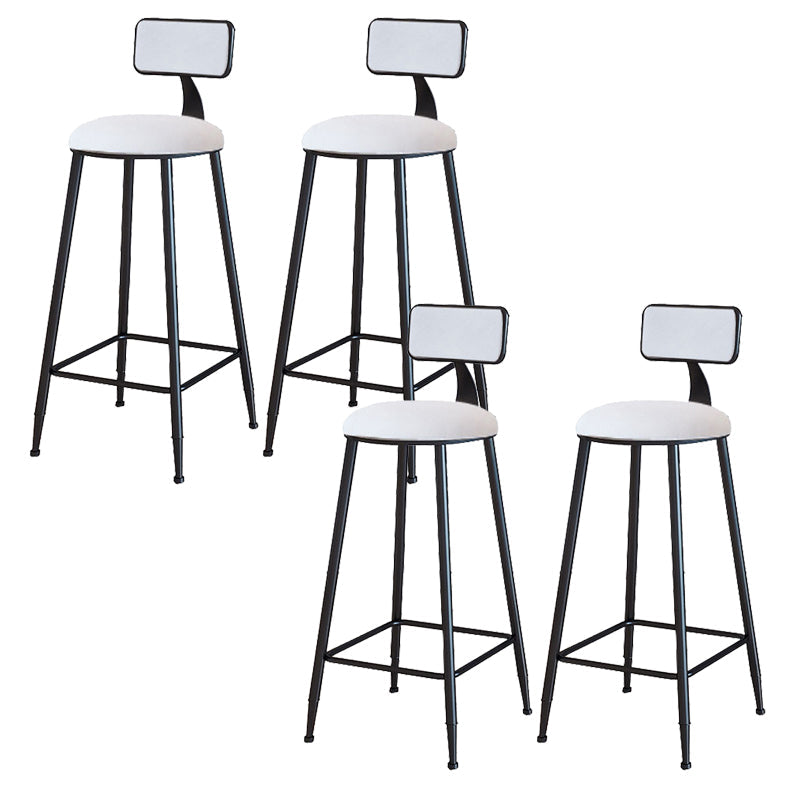 Modern Armless Backrest Counter Stool Iron Cafe Bar Stool with Velvet Cushion and Pedal White 4 Piece Set Bar Stool(30"H) Clearhalo 'Bar Furniture' 'Bar Stools' 'bar_stools' 'furn' 'furn_bar_stools' 'furniture_bar_stools' 'Kitchen & Dining Furniture' 'kitchen&dining_furn' 'kitchen' 'kitchen_furn' Furniture' 4483017