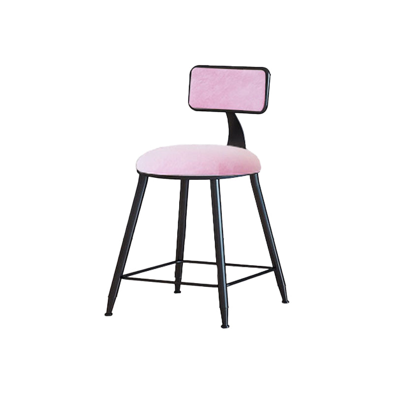 Modern Armless Backrest Counter Stool Iron Cafe Bar Stool with Velvet Cushion and Pedal Pink 1 Piece Short Stool(18"H) Clearhalo 'Bar Furniture' 'Bar Stools' 'bar_stools' 'furn' 'furn_bar_stools' 'furniture_bar_stools' 'Kitchen & Dining Furniture' 'kitchen&dining_furn' 'kitchen' 'kitchen_furn' Furniture' 4483018
