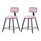 Modern Armless Backrest Counter Stool Iron Cafe Bar Stool with Velvet Cushion and Pedal Pink 2 Piece Set Short Stool(18"H) Clearhalo 'Bar Furniture' 'Bar Stools' 'bar_stools' 'furn' 'furn_bar_stools' 'furniture_bar_stools' 'Kitchen & Dining Furniture' 'kitchen&dining_furn' 'kitchen' 'kitchen_furn' Furniture' 4483019