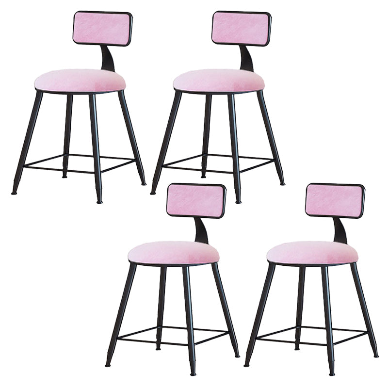 Modern Armless Backrest Counter Stool Iron Cafe Bar Stool with Velvet Cushion and Pedal Pink 4 Piece Set Short Stool(18"H) Clearhalo 'Bar Furniture' 'Bar Stools' 'bar_stools' 'furn' 'furn_bar_stools' 'furniture_bar_stools' 'Kitchen & Dining Furniture' 'kitchen&dining_furn' 'kitchen' 'kitchen_furn' Furniture' 4483020