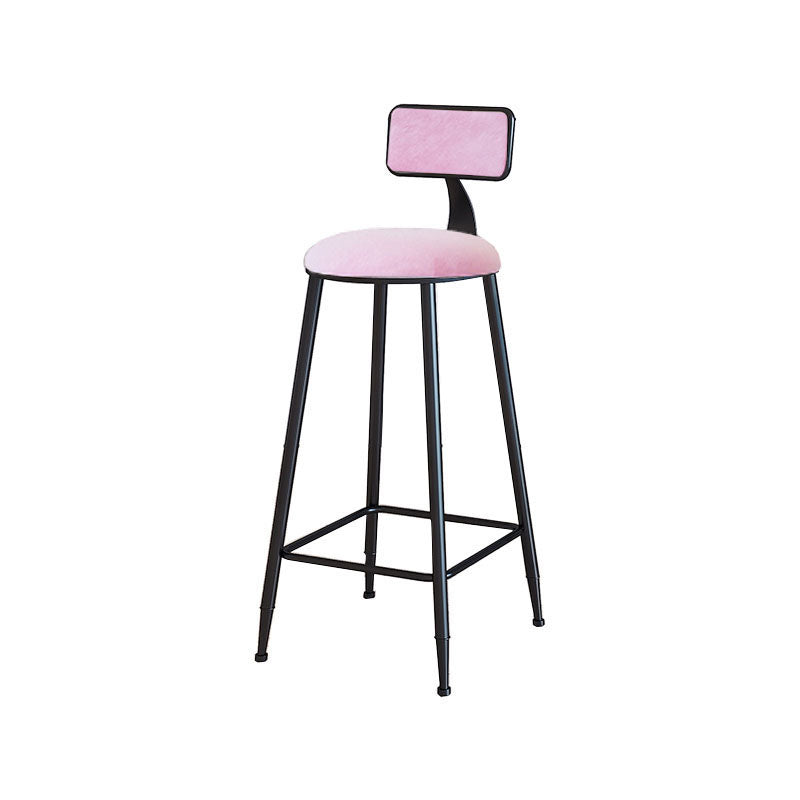 Modern Armless Backrest Counter Stool Iron Cafe Bar Stool with Velvet Cushion and Pedal Pink 1 Piece Bar Stool(30"H) Clearhalo 'Bar Furniture' 'Bar Stools' 'bar_stools' 'furn' 'furn_bar_stools' 'furniture_bar_stools' 'Kitchen & Dining Furniture' 'kitchen&dining_furn' 'kitchen' 'kitchen_furn' Furniture' 4483024