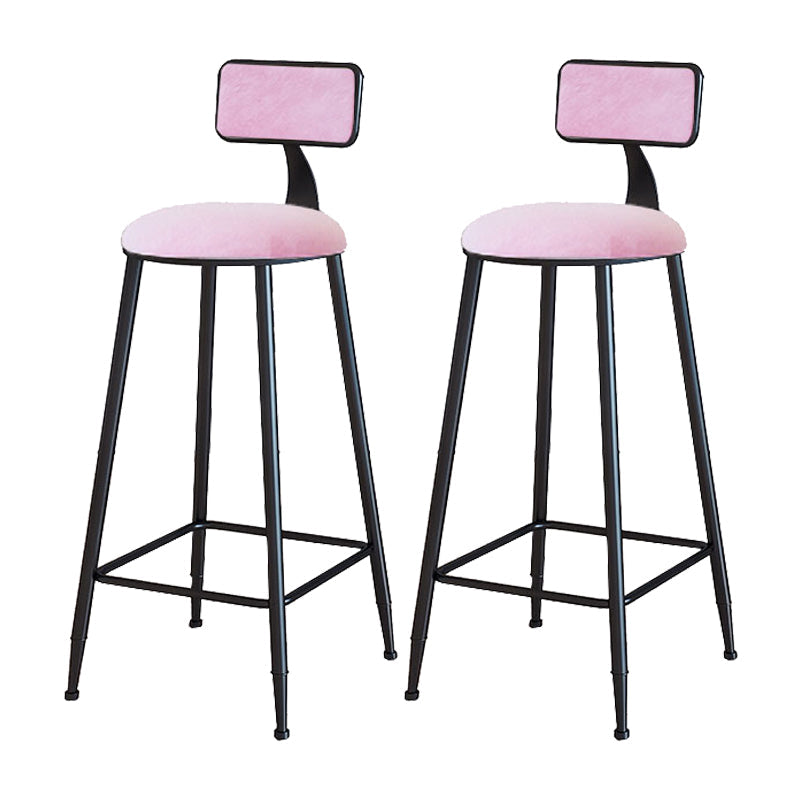 Modern Armless Backrest Counter Stool Iron Cafe Bar Stool with Velvet Cushion and Pedal Pink 2 Piece Set Bar Stool(30"H) Clearhalo 'Bar Furniture' 'Bar Stools' 'bar_stools' 'furn' 'furn_bar_stools' 'furniture_bar_stools' 'Kitchen & Dining Furniture' 'kitchen&dining_furn' 'kitchen' 'kitchen_furn' Furniture' 4483025