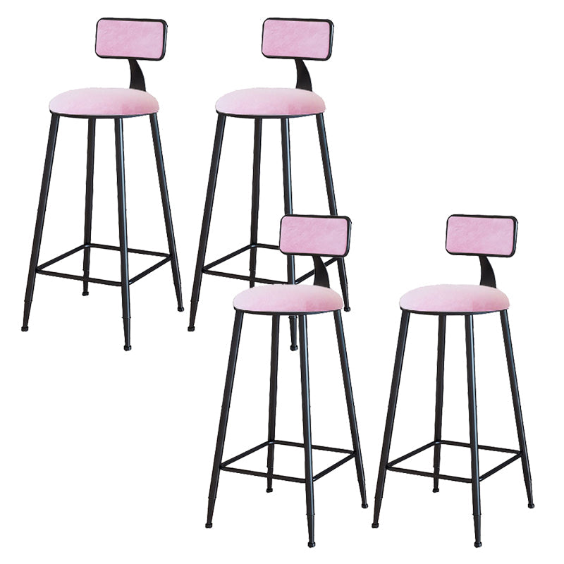 Modern Armless Backrest Counter Stool Iron Cafe Bar Stool with Velvet Cushion and Pedal Pink 4 Piece Set Bar Stool(30"H) Clearhalo 'Bar Furniture' 'Bar Stools' 'bar_stools' 'furn' 'furn_bar_stools' 'furniture_bar_stools' 'Kitchen & Dining Furniture' 'kitchen&dining_furn' 'kitchen' 'kitchen_furn' Furniture' 4483026