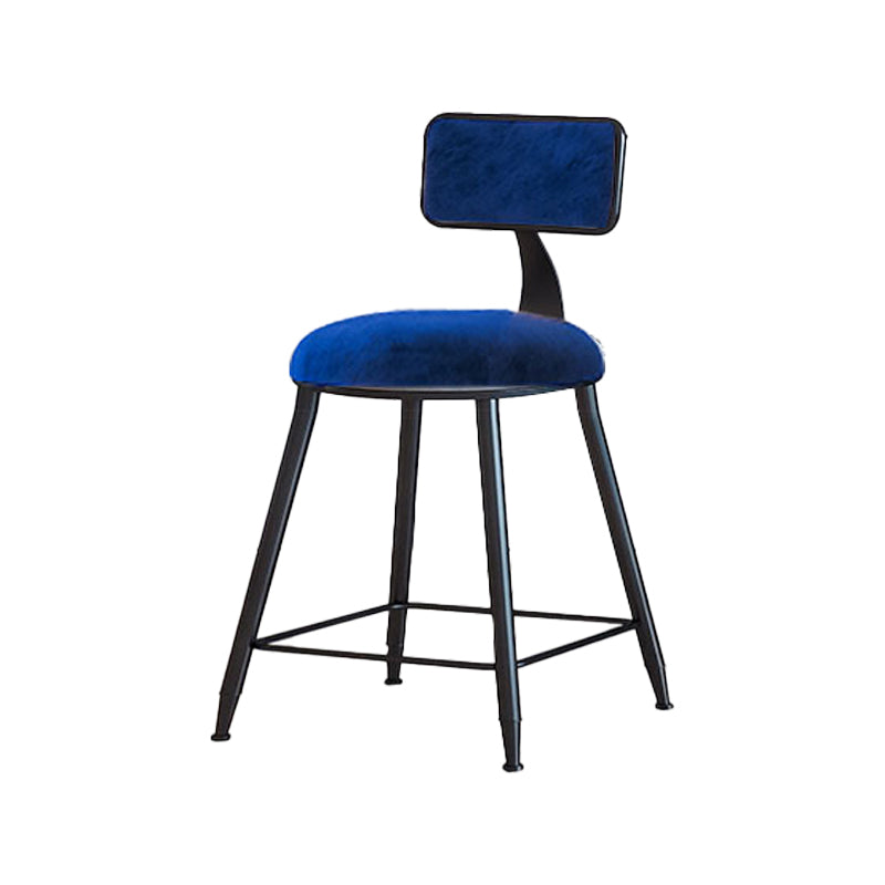 Modern Armless Backrest Counter Stool Iron Cafe Bar Stool with Velvet Cushion and Pedal Blue 1 Piece Short Stool(18"H) Clearhalo 'Bar Furniture' 'Bar Stools' 'bar_stools' 'furn' 'furn_bar_stools' 'furniture_bar_stools' 'Kitchen & Dining Furniture' 'kitchen&dining_furn' 'kitchen' 'kitchen_furn' Furniture' 4483027