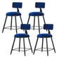 Modern Armless Backrest Counter Stool Iron Cafe Bar Stool with Velvet Cushion and Pedal Blue 4 Piece Set Short Stool(18"H) Clearhalo 'Bar Furniture' 'Bar Stools' 'bar_stools' 'furn' 'furn_bar_stools' 'furniture_bar_stools' 'Kitchen & Dining Furniture' 'kitchen&dining_furn' 'kitchen' 'kitchen_furn' Furniture' 4483029