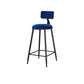Modern Armless Backrest Counter Stool Iron Cafe Bar Stool with Velvet Cushion and Pedal Blue 1 Piece Clearhalo 'Bar Furniture' 'Bar Stools' 'bar_stools' 'furn' 'furn_bar_stools' 'furniture_bar_stools' 'Kitchen & Dining Furniture' 'kitchen&dining_furn' 'kitchen' 'kitchen_furn' Furniture' 4483030