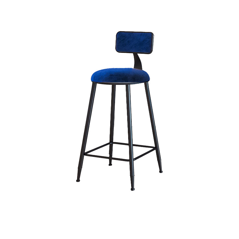 Modern Armless Backrest Counter Stool Iron Cafe Bar Stool with Velvet Cushion and Pedal Blue 1 Piece Clearhalo 'Bar Furniture' 'Bar Stools' 'bar_stools' 'furn' 'furn_bar_stools' 'furniture_bar_stools' 'Kitchen & Dining Furniture' 'kitchen&dining_furn' 'kitchen' 'kitchen_furn' Furniture' 4483030