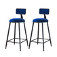 Modern Armless Backrest Counter Stool Iron Cafe Bar Stool with Velvet Cushion and Pedal Blue 2 Piece Set Clearhalo 'Bar Furniture' 'Bar Stools' 'bar_stools' 'furn' 'furn_bar_stools' 'furniture_bar_stools' 'Kitchen & Dining Furniture' 'kitchen&dining_furn' 'kitchen' 'kitchen_furn' Furniture' 4483031