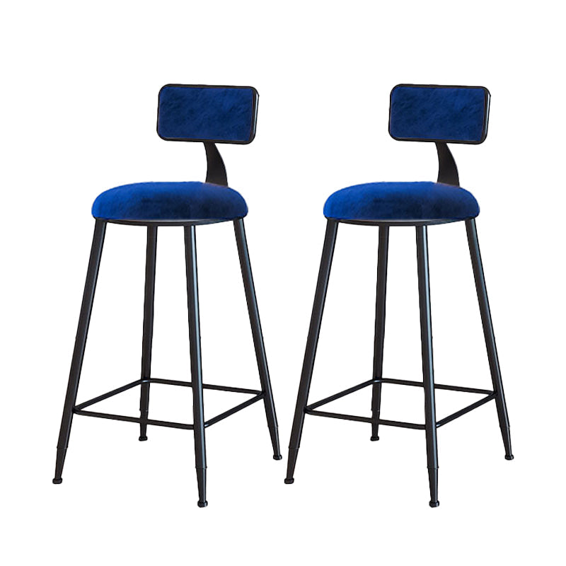 Modern Armless Backrest Counter Stool Iron Cafe Bar Stool with Velvet Cushion and Pedal Blue 2 Piece Set Clearhalo 'Bar Furniture' 'Bar Stools' 'bar_stools' 'furn' 'furn_bar_stools' 'furniture_bar_stools' 'Kitchen & Dining Furniture' 'kitchen&dining_furn' 'kitchen' 'kitchen_furn' Furniture' 4483031
