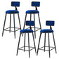 Modern Armless Backrest Counter Stool Iron Cafe Bar Stool with Velvet Cushion and Pedal Blue 4 Piece Set Clearhalo 'Bar Furniture' 'Bar Stools' 'bar_stools' 'furn' 'furn_bar_stools' 'furniture_bar_stools' 'Kitchen & Dining Furniture' 'kitchen&dining_furn' 'kitchen' 'kitchen_furn' Furniture' 4483032