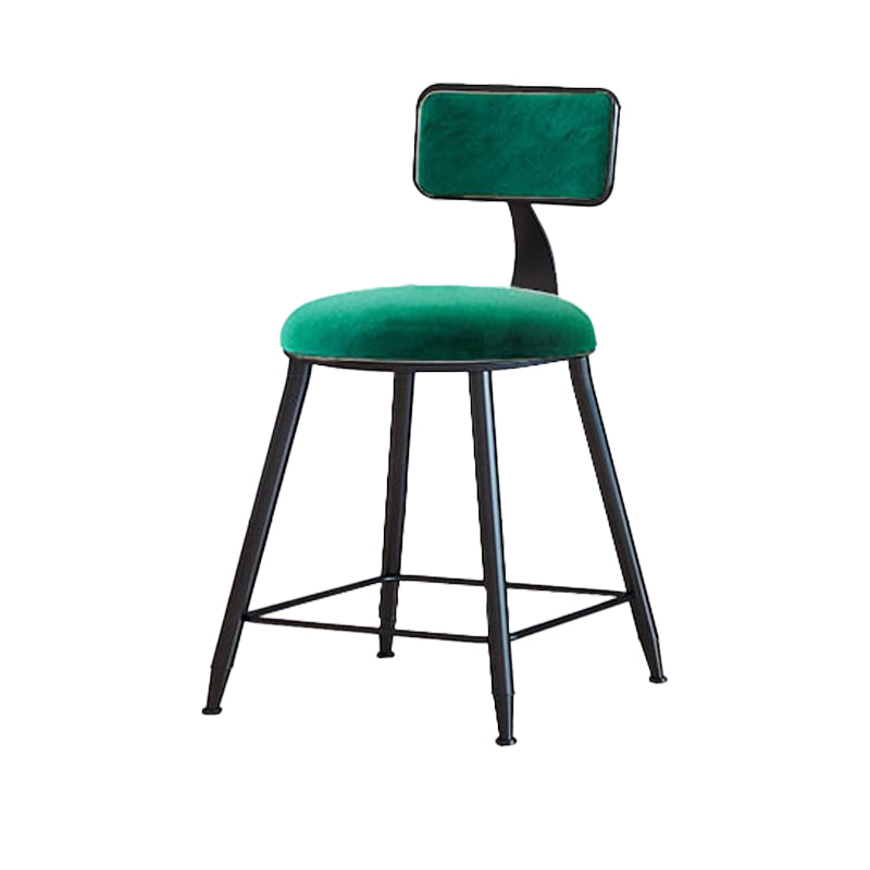 Modern Armless Backrest Counter Stool Iron Cafe Bar Stool with Velvet Cushion and Pedal Green 1 Piece Short Stool(18"H) Clearhalo 'Bar Furniture' 'Bar Stools' 'bar_stools' 'furn' 'furn_bar_stools' 'furniture_bar_stools' 'Kitchen & Dining Furniture' 'kitchen&dining_furn' 'kitchen' 'kitchen_furn' Furniture' 4483033