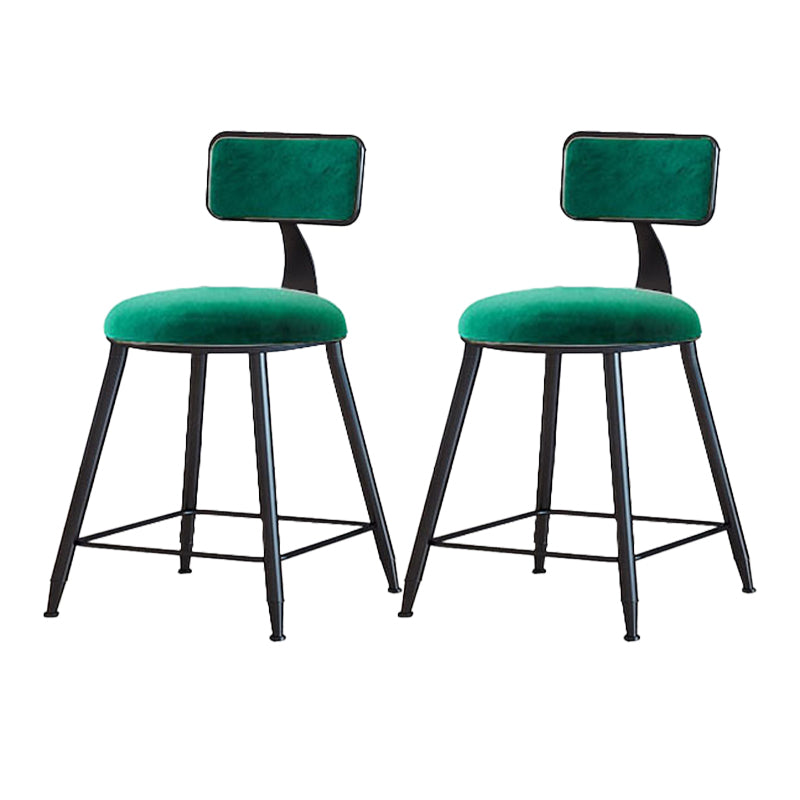 Modern Armless Backrest Counter Stool Iron Cafe Bar Stool with Velvet Cushion and Pedal Green 2 Piece Set Short Stool(18"H) Clearhalo 'Bar Furniture' 'Bar Stools' 'bar_stools' 'furn' 'furn_bar_stools' 'furniture_bar_stools' 'Kitchen & Dining Furniture' 'kitchen&dining_furn' 'kitchen' 'kitchen_furn' Furniture' 4483034