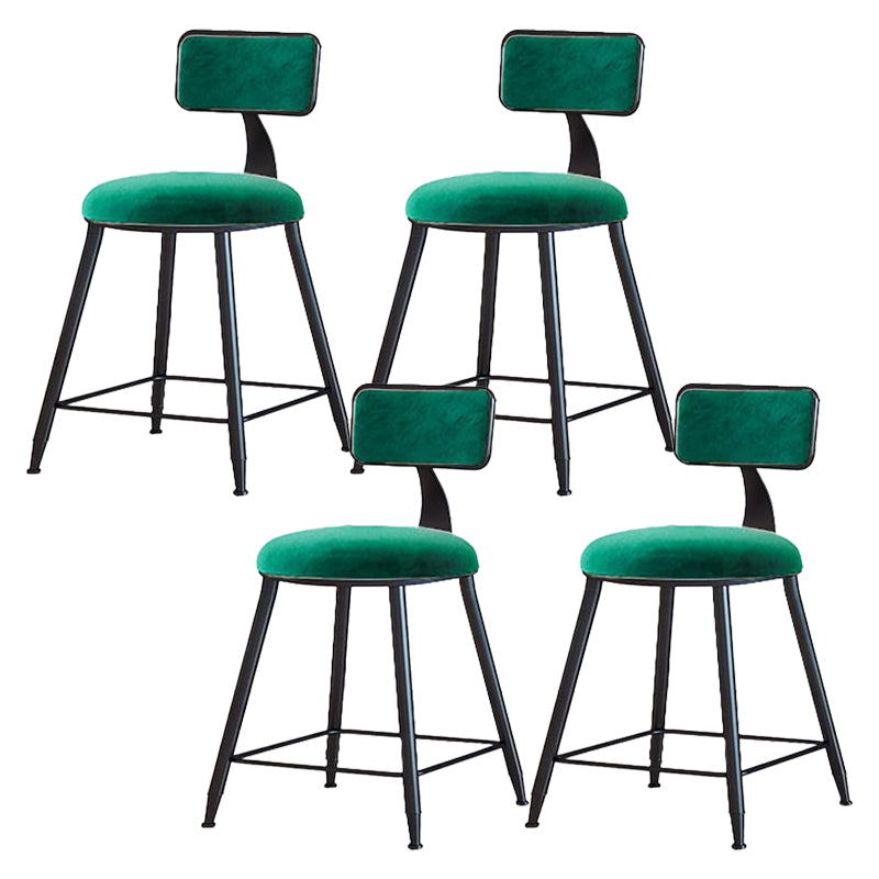Modern Armless Backrest Counter Stool Iron Cafe Bar Stool with Velvet Cushion and Pedal Green 4 Piece Set Short Stool(18"H) Clearhalo 'Bar Furniture' 'Bar Stools' 'bar_stools' 'furn' 'furn_bar_stools' 'furniture_bar_stools' 'Kitchen & Dining Furniture' 'kitchen&dining_furn' 'kitchen' 'kitchen_furn' Furniture' 4483035