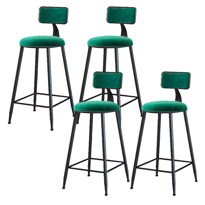 Modern Armless Backrest Counter Stool Iron Cafe Bar Stool with Velvet Cushion and Pedal Green 4 Piece Set Counter Stool(26"H) Clearhalo 'Bar Furniture' 'Bar Stools' 'bar_stools' 'furn' 'furn_bar_stools' 'furniture_bar_stools' 'Kitchen & Dining Furniture' 'kitchen&dining_furn' 'kitchen' 'kitchen_furn' Furniture' 4483038