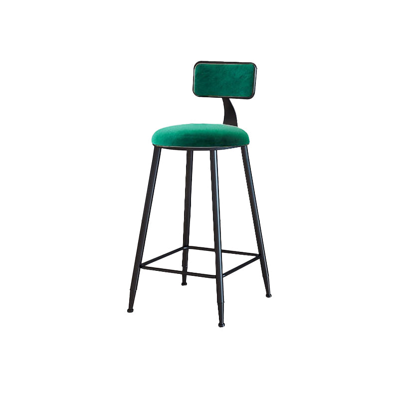 Modern Armless Backrest Counter Stool Iron Cafe Bar Stool with Velvet Cushion and Pedal Green 1 Piece Bar Stool(30"H) Clearhalo 'Bar Furniture' 'Bar Stools' 'bar_stools' 'furn' 'furn_bar_stools' 'furniture_bar_stools' 'Kitchen & Dining Furniture' 'kitchen&dining_furn' 'kitchen' 'kitchen_furn' Furniture' 4483039
