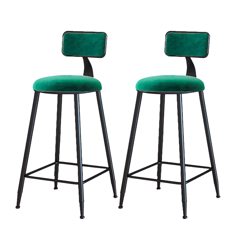 Modern Armless Backrest Counter Stool Iron Cafe Bar Stool with Velvet Cushion and Pedal Green 2 Piece Set Bar Stool(30"H) Clearhalo 'Bar Furniture' 'Bar Stools' 'bar_stools' 'furn' 'furn_bar_stools' 'furniture_bar_stools' 'Kitchen & Dining Furniture' 'kitchen&dining_furn' 'kitchen' 'kitchen_furn' Furniture' 4483040