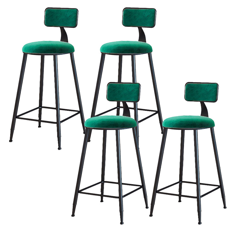 Modern Armless Backrest Counter Stool Iron Cafe Bar Stool with Velvet Cushion and Pedal Green 4 Piece Set Bar Stool(30"H) Clearhalo 'Bar Furniture' 'Bar Stools' 'bar_stools' 'furn' 'furn_bar_stools' 'furniture_bar_stools' 'Kitchen & Dining Furniture' 'kitchen&dining_furn' 'kitchen' 'kitchen_furn' Furniture' 4483041