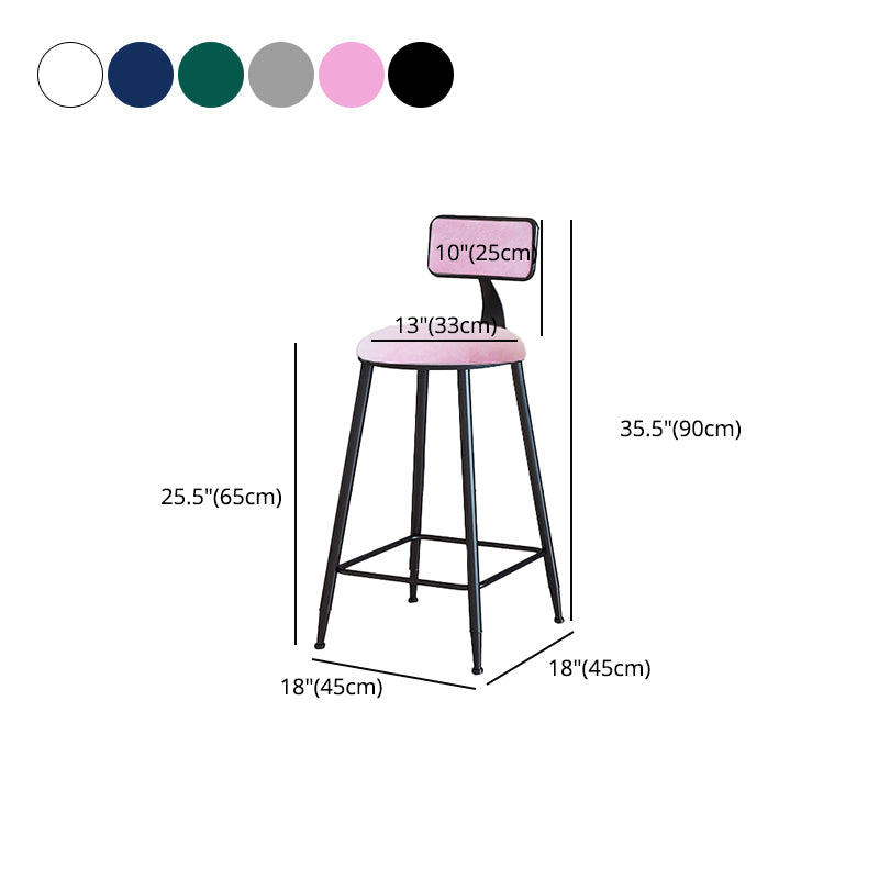 Modern Armless Backrest Counter Stool Iron Cafe Bar Stool with Velvet Cushion and Pedal Clearhalo 'Bar Furniture' 'Bar Stools' 'bar_stools' 'furn' 'furn_bar_stools' 'furniture_bar_stools' 'Kitchen & Dining Furniture' 'kitchen&dining_furn' 'kitchen' 'kitchen_furn' Furniture' 4483043
