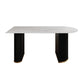 Sintered Stone Dining Table Traditional Luxury Dining Table with Double Pedestal Base Black White Without Chairs Clearhalo ' dining_table' 'Dining Tables & Seating' 'Dining Tables' 'furn' 'furn_dining_table' 'Furniture' 'furniture_dining_table' 'Kitchen & Dining Furniture' 'kitchen&dining_furn' 'kitchen' 'kitchen_dining_table' 4491204