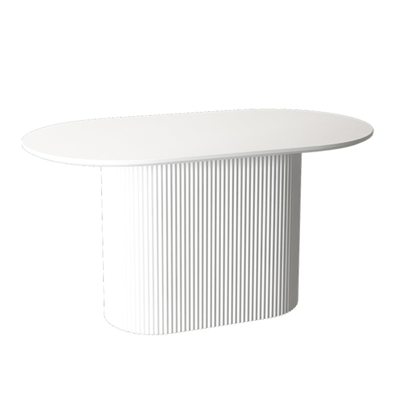 Oval Pedestal Base Dining Table Contemporary Dinette Table for Home Wood White Clearhalo ' dining_table' 'Dining Tables & Seating' 'Dining Tables' 'furn' 'furn_dining_table' 'Furniture' 'furniture_dining_table' 'Kitchen & Dining Furniture' 'kitchen&dining_furn' 'kitchen' 'kitchen_dining_table' 4491223
