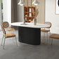Oval Pedestal Base Dining Table Contemporary Dinette Table for Home Wood Black 63"L x 27.6"W x 29.5"H Clearhalo ' dining_table' 'Dining Tables & Seating' 'Dining Tables' 'furn' 'furn_dining_table' 'Furniture' 'furniture_dining_table' 'Kitchen & Dining Furniture' 'kitchen&dining_furn' 'kitchen' 'kitchen_dining_table' 4491225