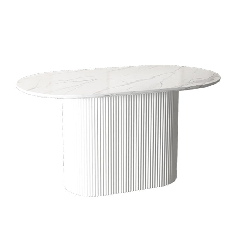Oval Pedestal Base Dining Table Contemporary Dinette Table for Home Stone White Clearhalo ' dining_table' 'Dining Tables & Seating' 'Dining Tables' 'furn' 'furn_dining_table' 'Furniture' 'furniture_dining_table' 'Kitchen & Dining Furniture' 'kitchen&dining_furn' 'kitchen' 'kitchen_dining_table' 4491226
