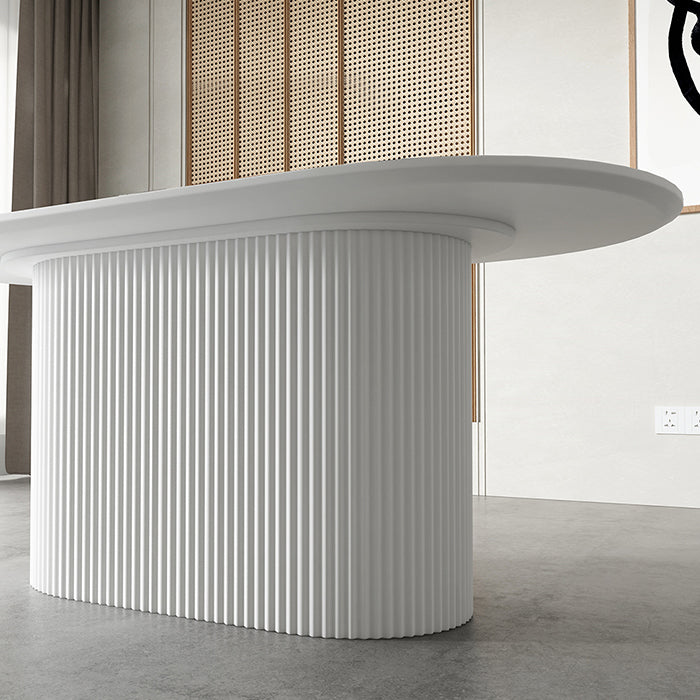 Oval Pedestal Base Dining Table Contemporary Dinette Table for Home Clearhalo ' dining_table' 'Dining Tables & Seating' 'Dining Tables' 'furn' 'furn_dining_table' 'Furniture' 'furniture_dining_table' 'Kitchen & Dining Furniture' 'kitchen&dining_furn' 'kitchen' 'kitchen_dining_table' 4491228