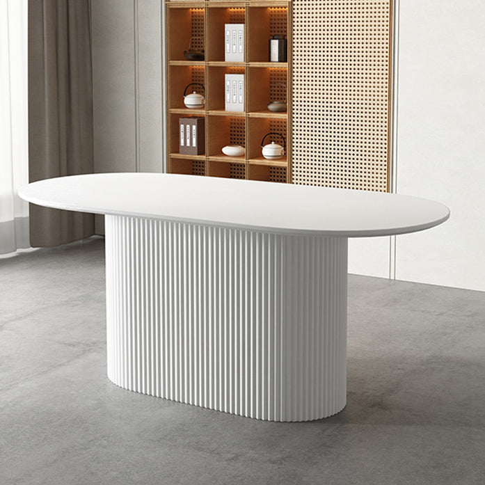 Oval Pedestal Base Dining Table Contemporary Dinette Table for Home Clearhalo ' dining_table' 'Dining Tables & Seating' 'Dining Tables' 'furn' 'furn_dining_table' 'Furniture' 'furniture_dining_table' 'Kitchen & Dining Furniture' 'kitchen&dining_furn' 'kitchen' 'kitchen_dining_table' 4491231