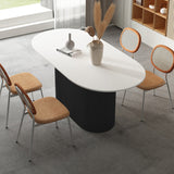 Oval Pedestal Base Dining Table Contemporary Dinette Table for Home Clearhalo ' dining_table' 'Dining Tables & Seating' 'Dining Tables' 'furn' 'furn_dining_table' 'Furniture' 'furniture_dining_table' 'Kitchen & Dining Furniture' 'kitchen&dining_furn' 'kitchen' 'kitchen_dining_table' 4491232