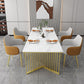 Sintered Stone Dining Table Traditional Luxury Rectangle Dining Table with Gold Frame White 63"L x 31.5"W x 29.5"H Without Chairs Clearhalo ' dining_table' 'Dining Tables & Seating' 'Dining Tables' 'furn' 'furn_dining_table' 'Furniture' 'furniture_dining_table' 'Kitchen & Dining Furniture' 'kitchen&dining_furn' 'kitchen' 'kitchen_dining_table' 4491241