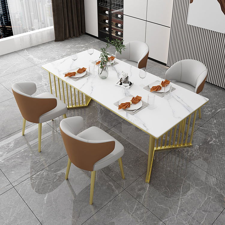 Sintered Stone Dining Table Traditional Luxury Rectangle Dining Table with Gold Frame Clearhalo ' dining_table' 'Dining Tables & Seating' 'Dining Tables' 'furn' 'furn_dining_table' 'Furniture' 'furniture_dining_table' 'Kitchen & Dining Furniture' 'kitchen&dining_furn' 'kitchen' 'kitchen_dining_table' 4491246
