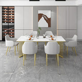 Sintered Stone Dining Table Traditional Luxury Rectangle Dining Table with Gold Frame Clearhalo ' dining_table' 'Dining Tables & Seating' 'Dining Tables' 'furn' 'furn_dining_table' 'Furniture' 'furniture_dining_table' 'Kitchen & Dining Furniture' 'kitchen&dining_furn' 'kitchen' 'kitchen_dining_table' 4491250