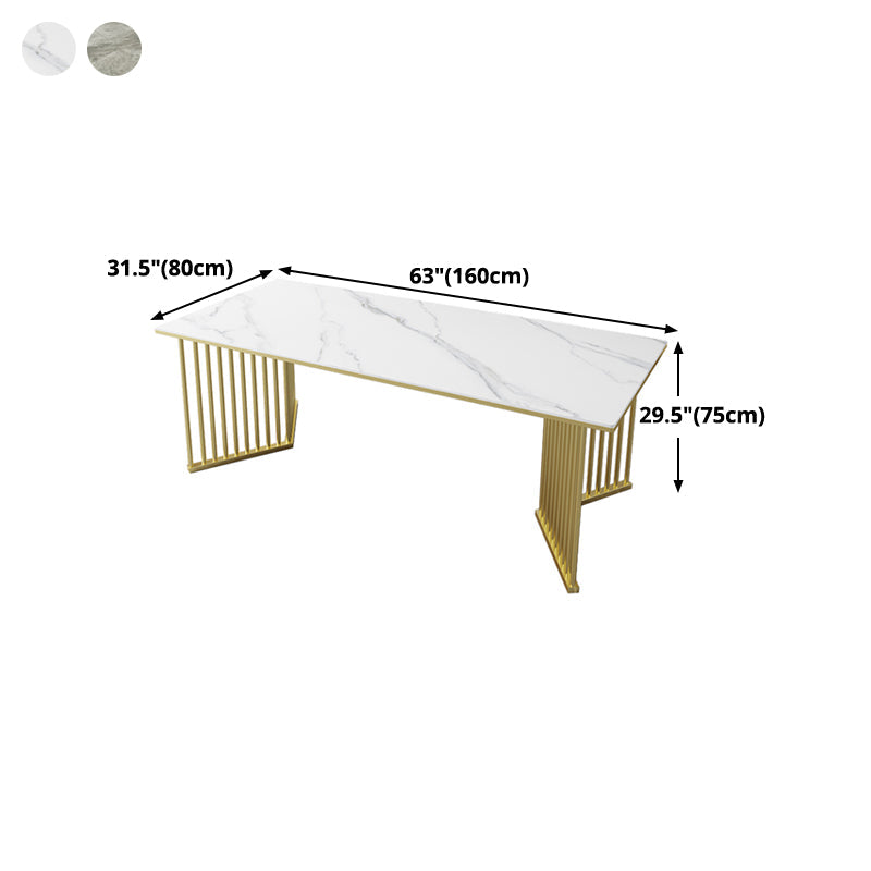 Sintered Stone Dining Table Traditional Luxury Rectangle Dining Table with Gold Frame Clearhalo ' dining_table' 'Dining Tables & Seating' 'Dining Tables' 'furn' 'furn_dining_table' 'Furniture' 'furniture_dining_table' 'Kitchen & Dining Furniture' 'kitchen&dining_furn' 'kitchen' 'kitchen_dining_table' 4491254
