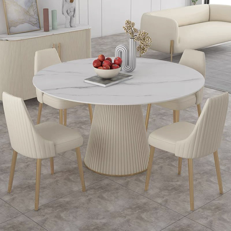 Traditional Luxury Dining Table Round Sintered Stone Dining Table for Home White 47.2"L x 47.2"W x 29.5"H Without Chairs Clearhalo ' dining_table' 'Dining Tables & Seating' 'Dining Tables' 'furn' 'furn_dining_table' 'Furniture' 'furniture_dining_table' 'Kitchen & Dining Furniture' 'kitchen&dining_furn' 'kitchen' 'kitchen_dining_table' 4491257